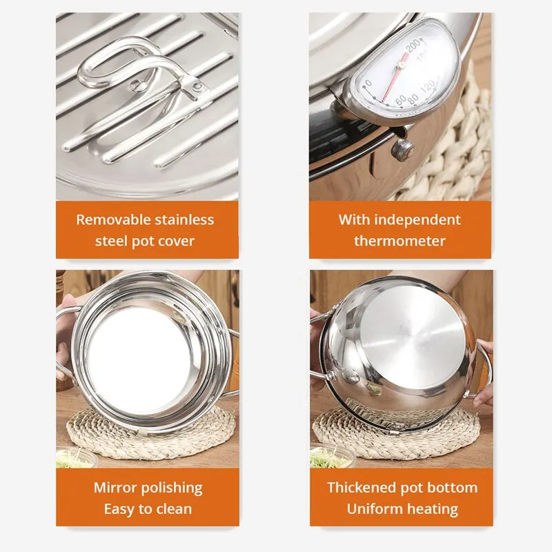 24cm Stainless Steel Deep Fryer Pan with Lid – Crispy, Healthy Frying Made Easy - Image 5