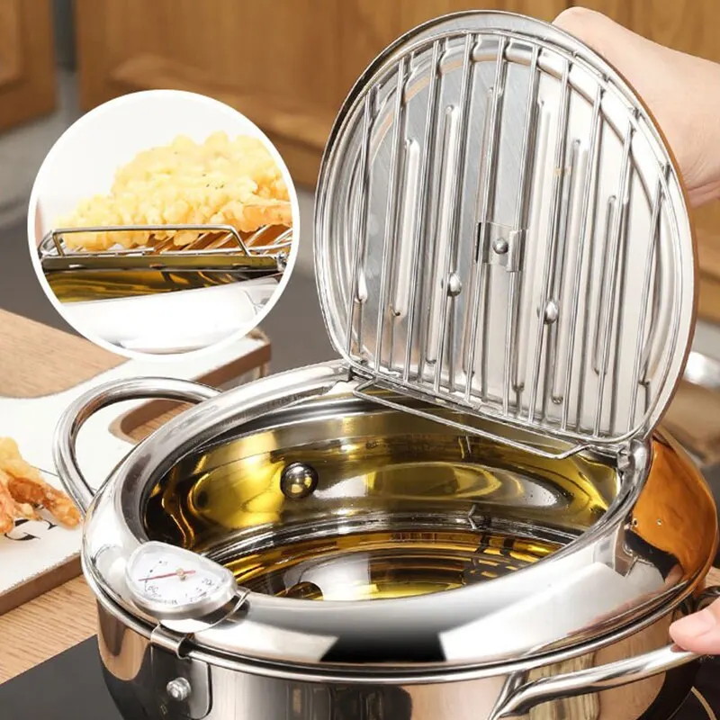 24cm Stainless Steel Deep Fryer Pan with Lid – Crispy, Healthy Frying Made Easy - Image 2