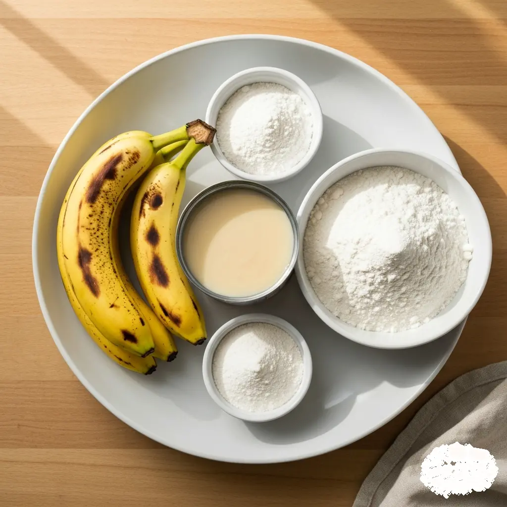 3 ingredient banana bread with flour ingredients