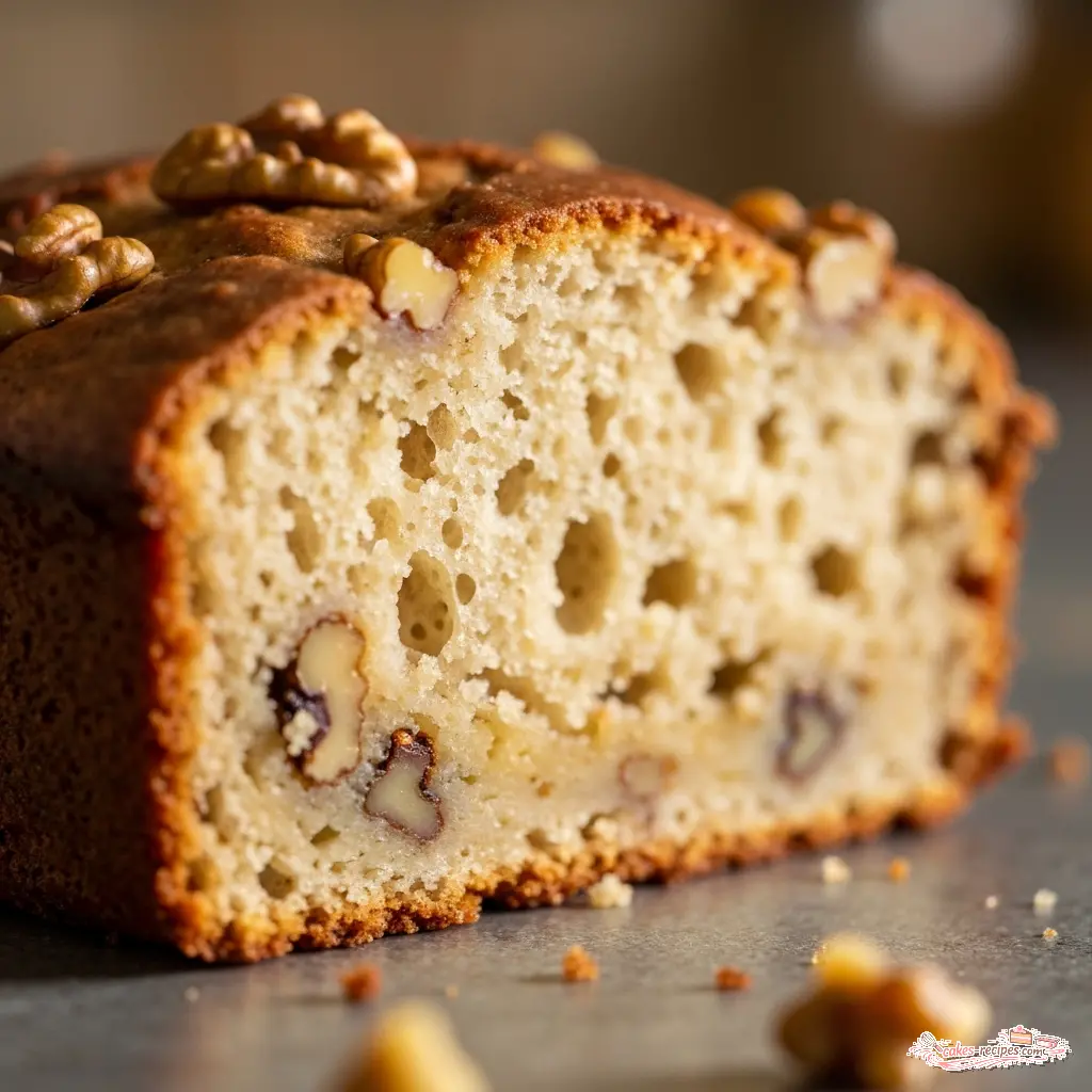 bakery style banana bread close up