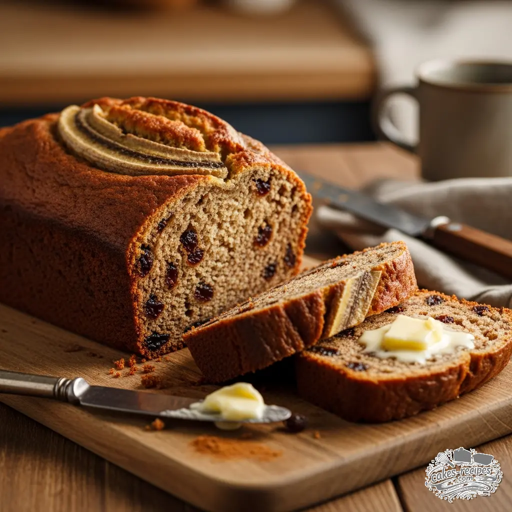 banana bread with raisins and cinnamon final presentation