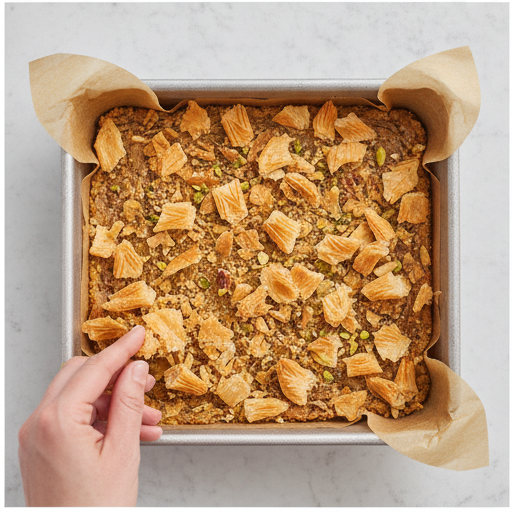 Baklava blondies step 3 - drizzling honey glaze