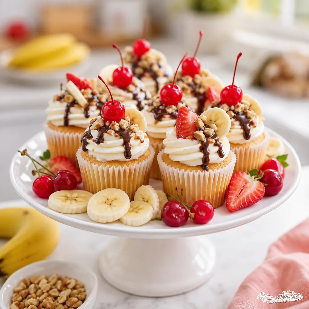 banana split cupcakes - final presentation