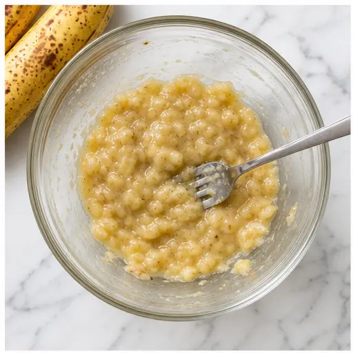 Step 1: Mashing ripe bananas