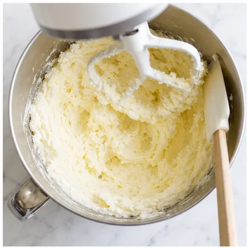 Step 1: Creaming butter and sugar until light and fluffy