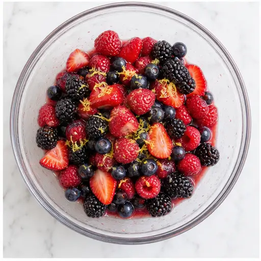 Step 3: Tossing fresh berries with lemon