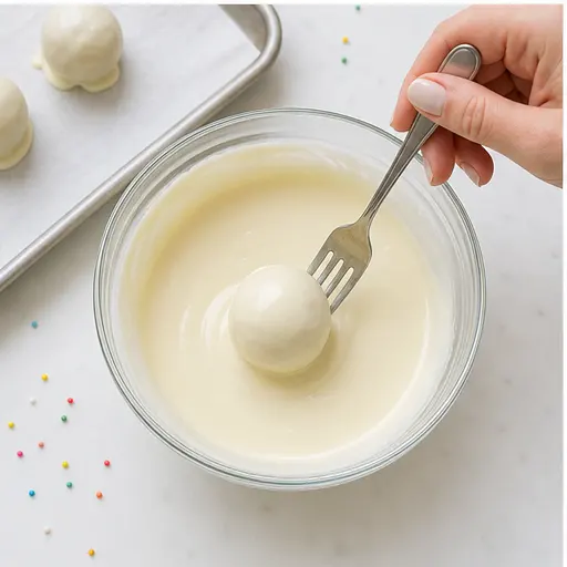 Step 3: Dip frozen truffles in chocolate