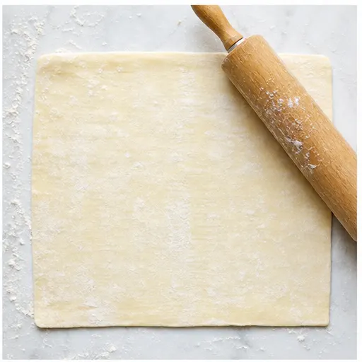 Step 2: Rolling out puff pastry on floured surface