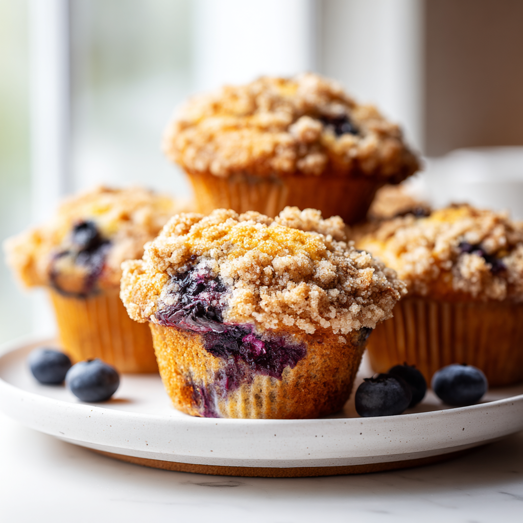 blueberry streusel muffins - final presentation