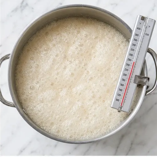 Step 2: Boil mixture to soft ball stage