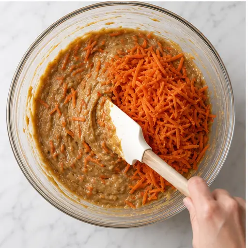 Step 3: Folding in freshly grated carrots