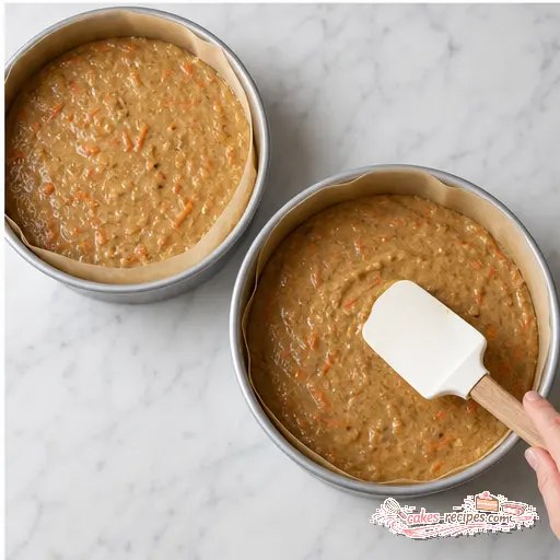 Step 4: Pouring batter into prepared pans