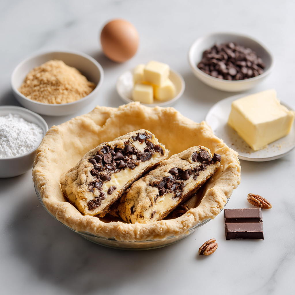 chocolate chip cookie pie - main ingredients