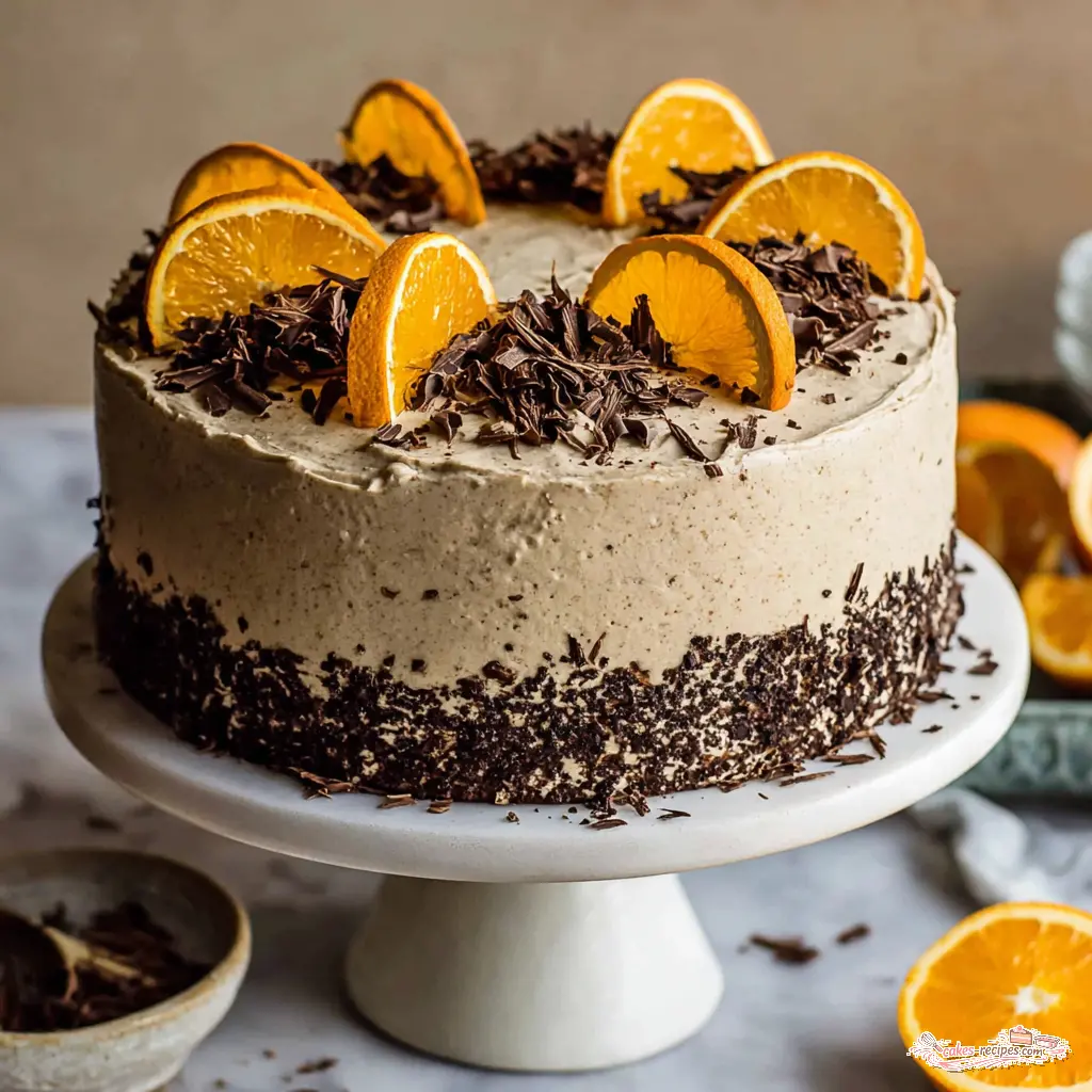 chocolate orange cream layer cake - final presentation