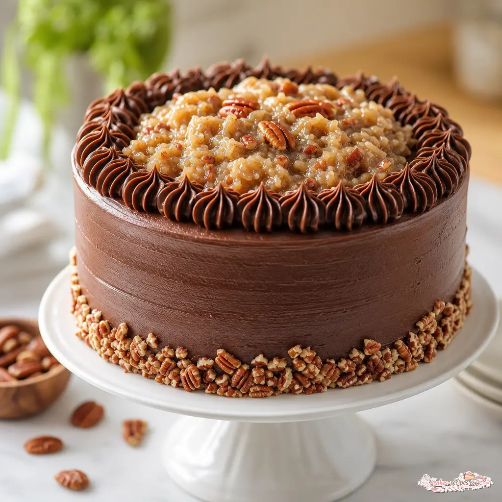 chocolate pecan layer cake - final presentation