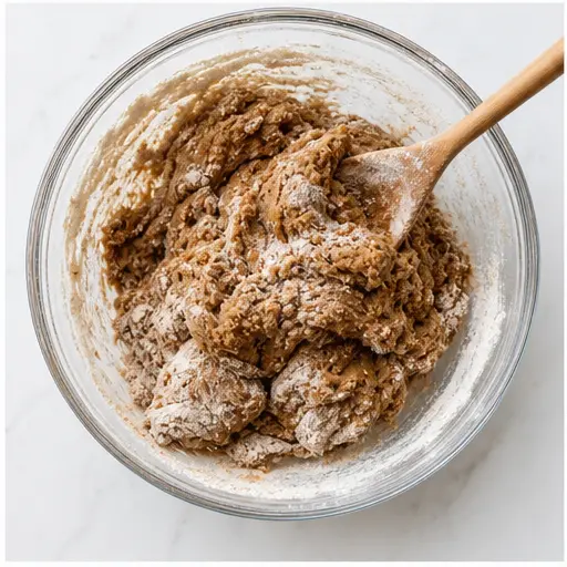 Step 3: Mixing in flour to form stiff dough