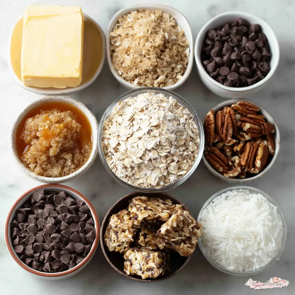 cowboy cookie bars - main ingredients