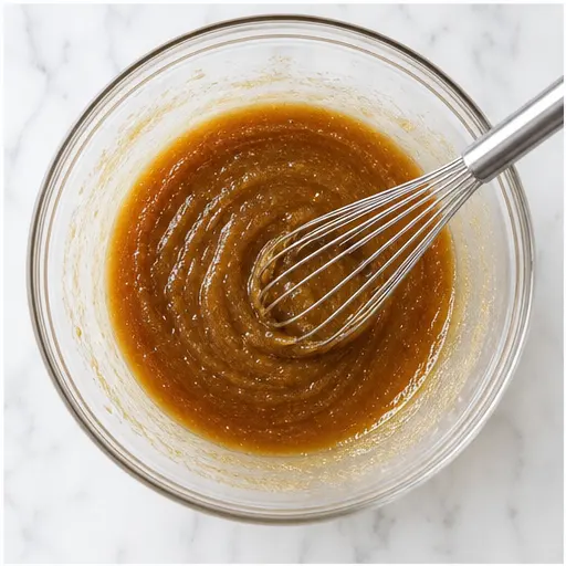 Step 1: Whisking melted butter and brown sugar