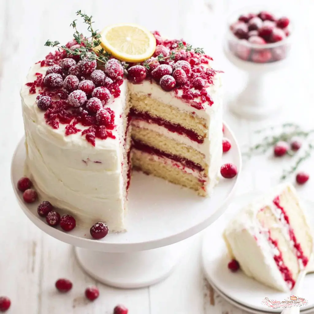 cranberry orange layer cake - final presentation