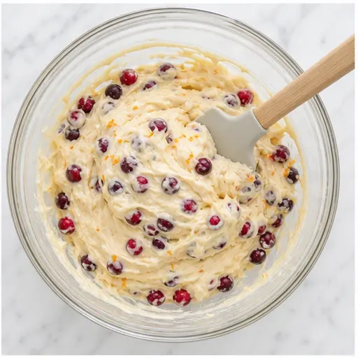 Step 2: Folding cranberries into the batter