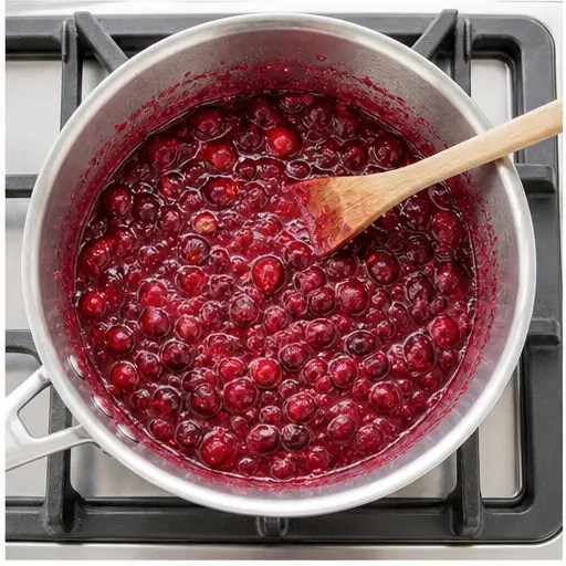 Step 3: Cooking the cranberry filling until thick