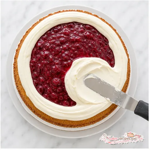 Step 4: Assembling layers with frosting and filling