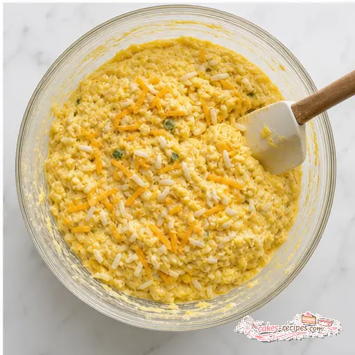 Step 4: Folding in rice and cheddar cheese