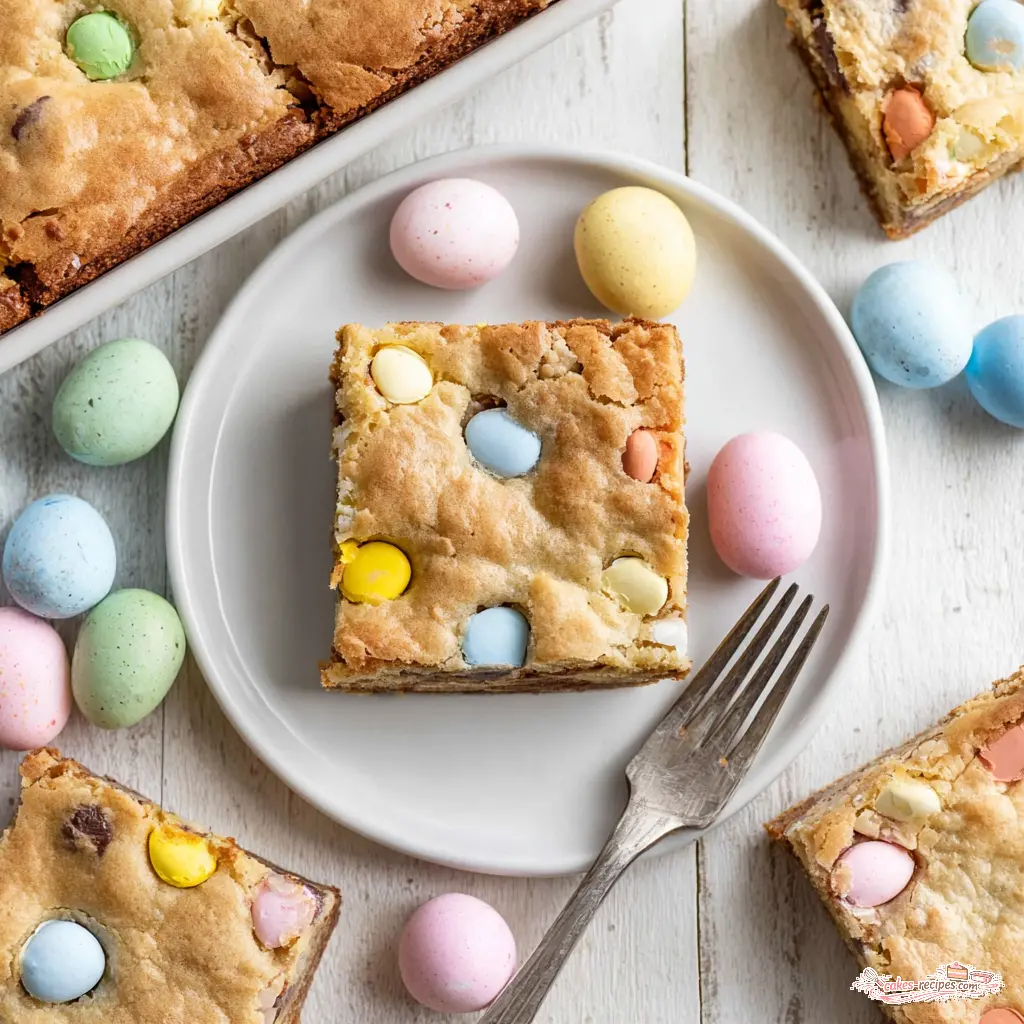 easter mini egg cookie bars - final presentation