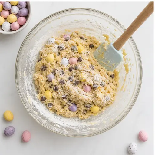 Step 3: Folding in dry ingredients and mix-ins
