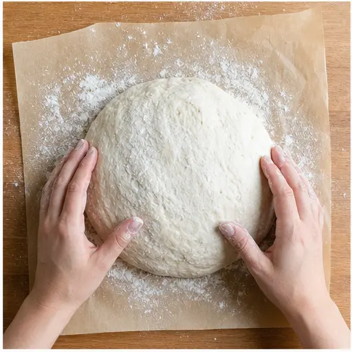 Step 3: Shaping the dough on parchment paper