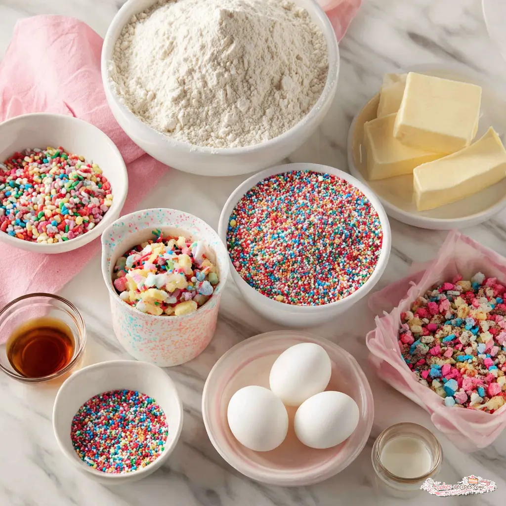 funfetti cake - main ingredients