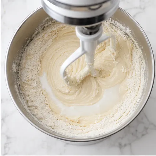 Step 2: Alternating dry ingredients and buttermilk