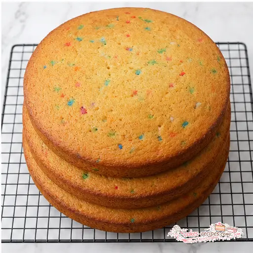 Step 4: Baked cake layers cooling on a wire rack