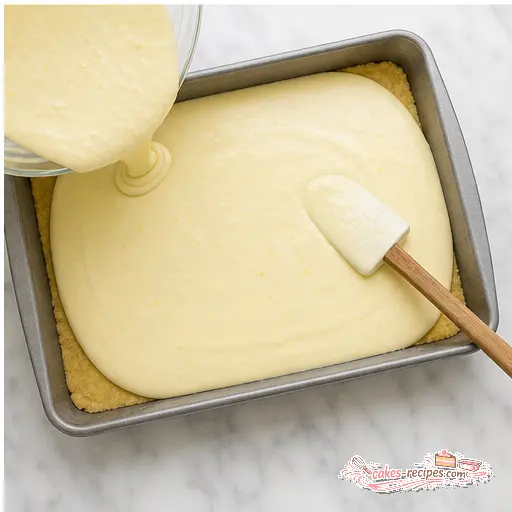 Step 4: pouring filling over crust