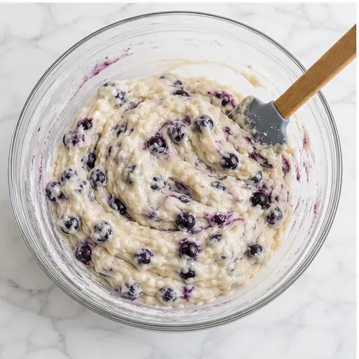 Step 3: Folding huckleberries into the batter