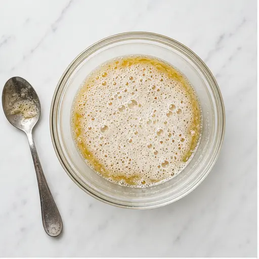Step 1: Activating yeast in hot water and sugar