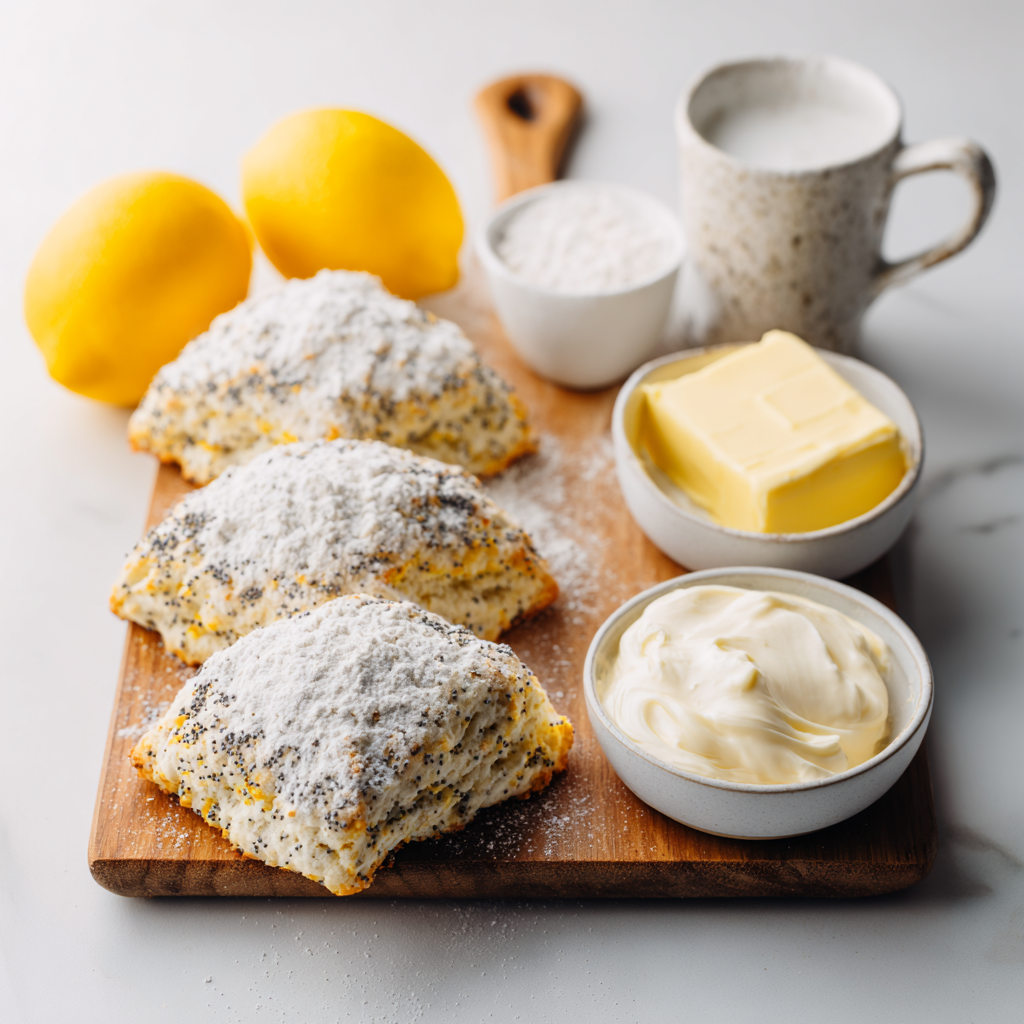lemon poppy seed scones - main ingredients