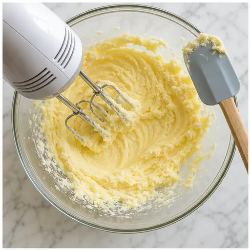 Step 1: Creaming butter and sugar until fluffy