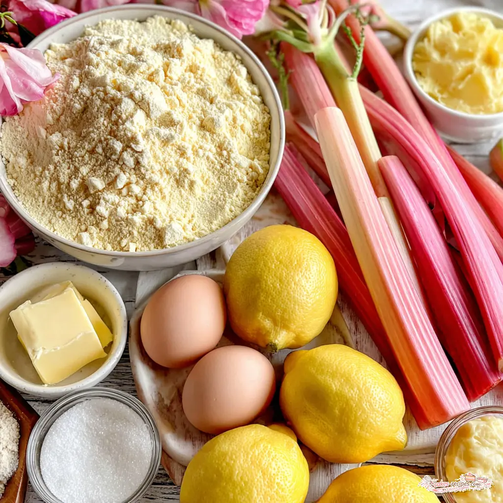 lemon rhubarb bread - main ingredients