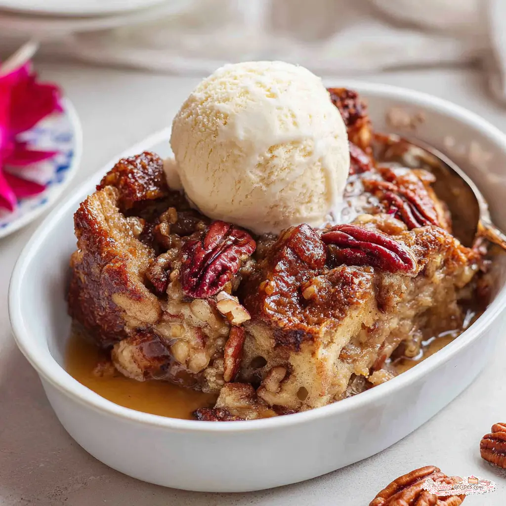 maple pecan bread pudding - final presentation
