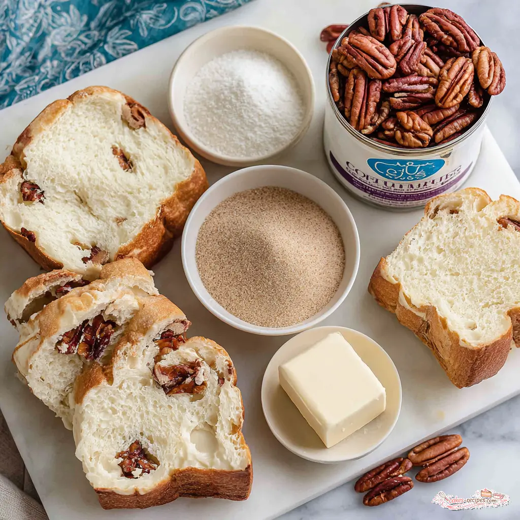 maple pecan bread pudding - main ingredients