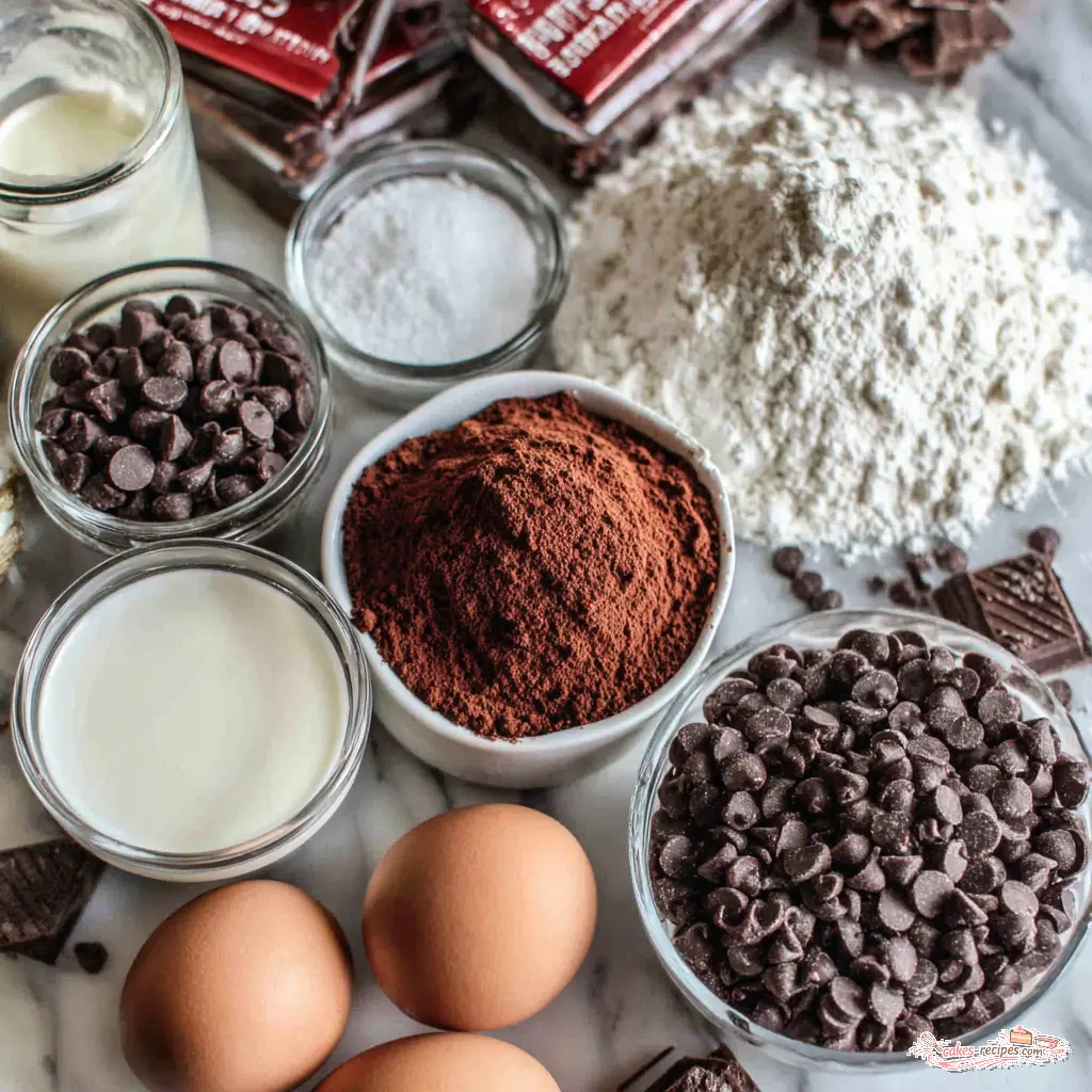 mini chocolate bundt cakes - main ingredients