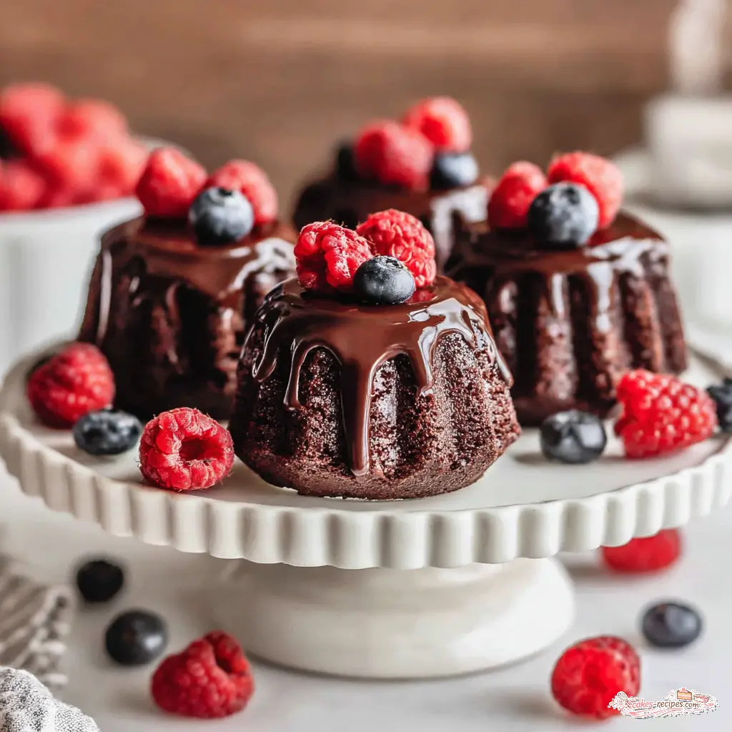 mini chocolate bundt cakes - final presentation