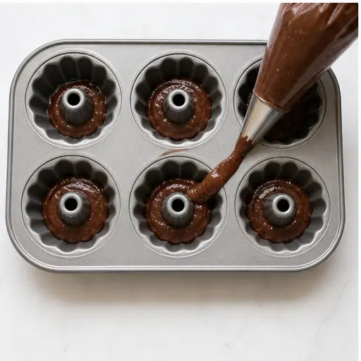 Step 3: Filling mini bundt pan with batter
