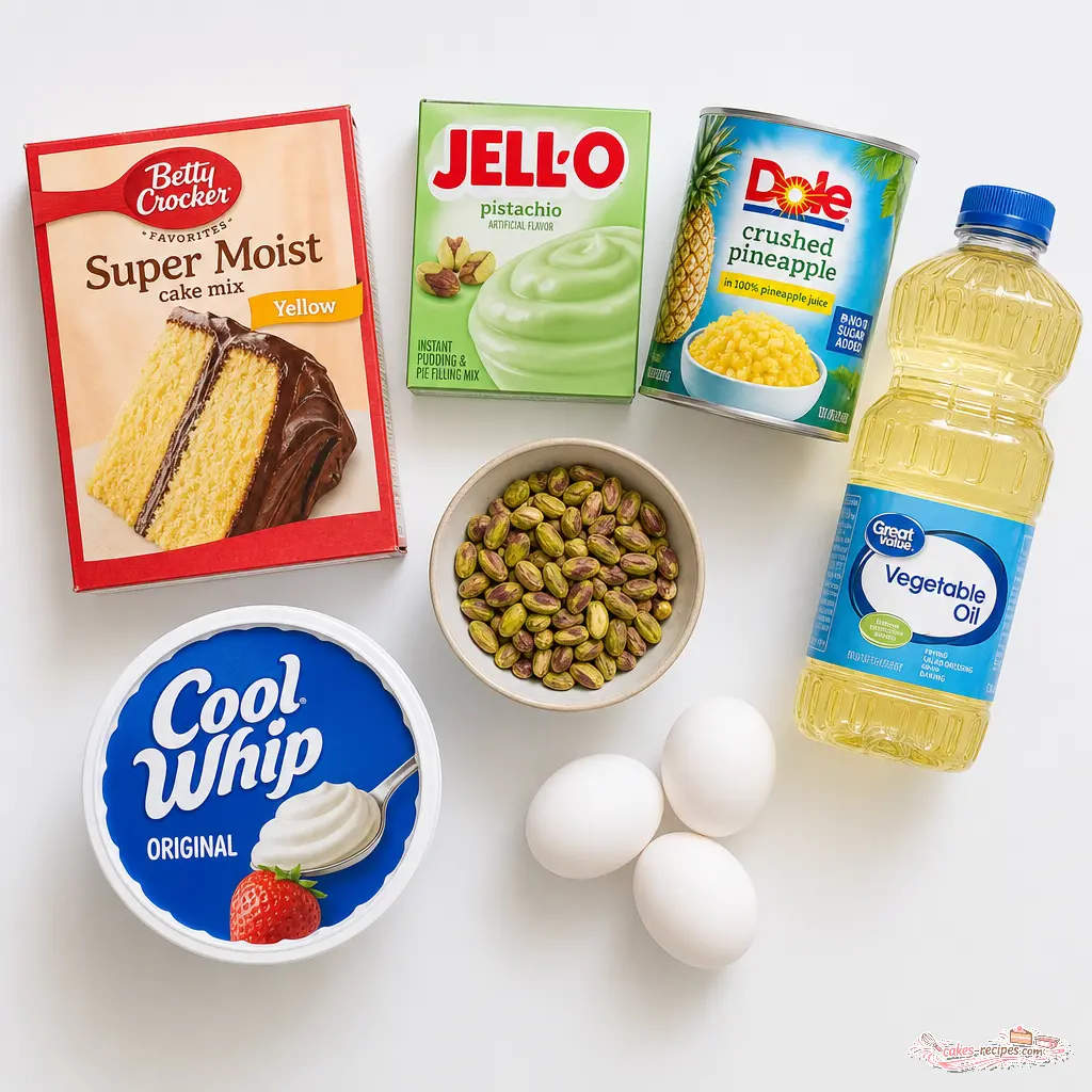 pistachio pineapple cake - main ingredients