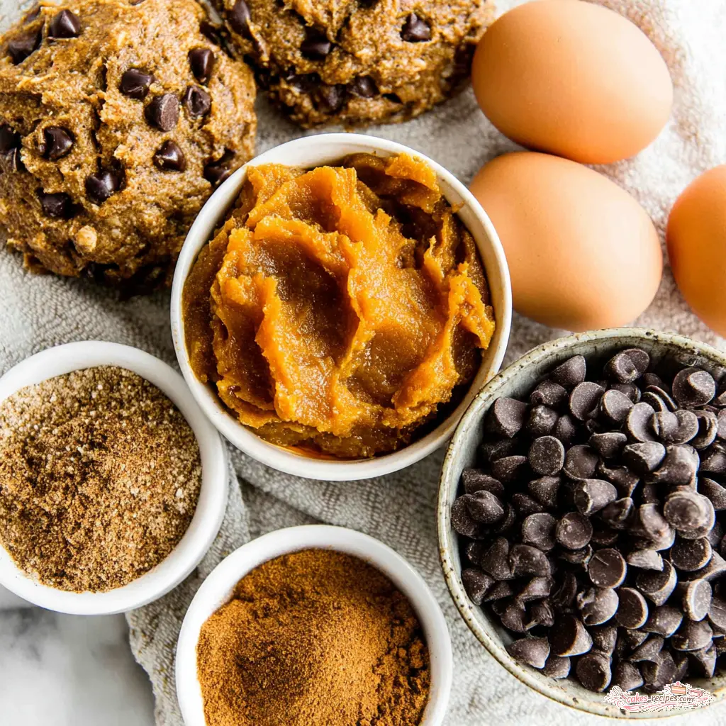 pumpkin chocolate chip bread - main ingredients