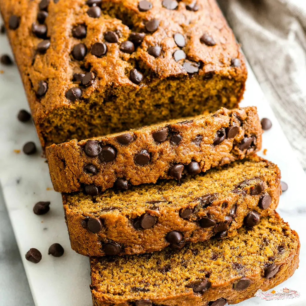 pumpkin chocolate chip bread - final presentation
