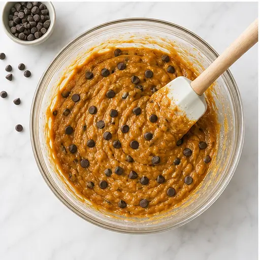 Step 3: Folding dark chocolate chips into the mixture