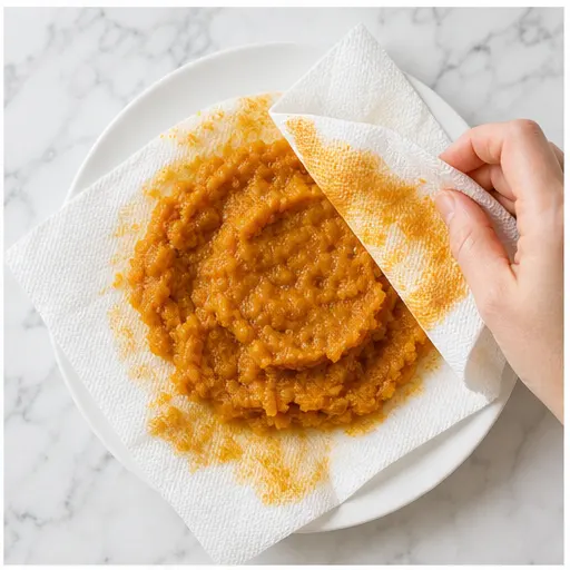 Step 2: Blotting pumpkin puree