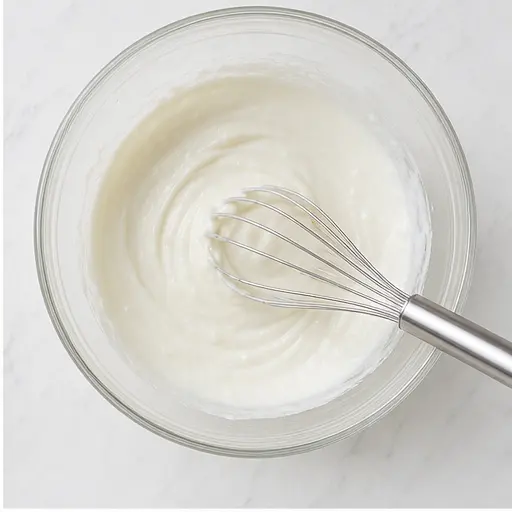 Step 2: Whisking sour cream and oil
